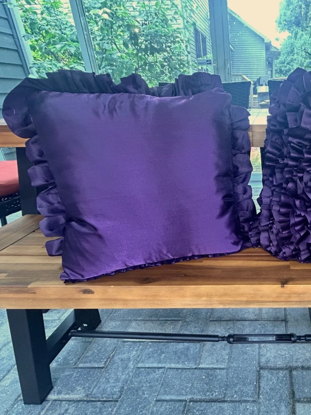 Set of 2 3D Flower Ruffled Pillows Purple Amethyst 21